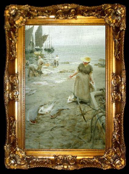 framed  Anders Zorn fiskmarknad i st. ives, ta009-2